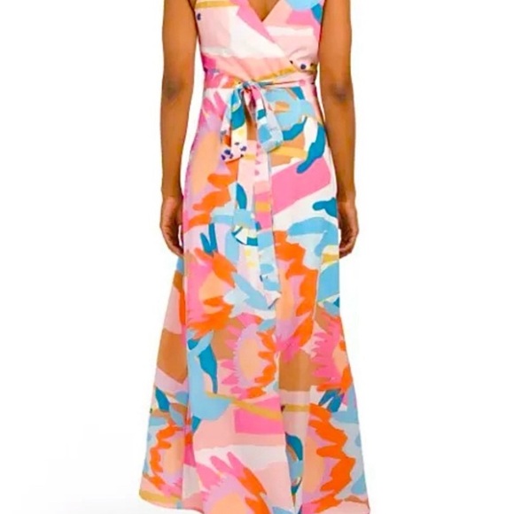 NWT ANTHROPOLOGIE Hutch Floral Mac Wrap Dress. 🟠🩷🪼 Size XL - Picture 4 of 12